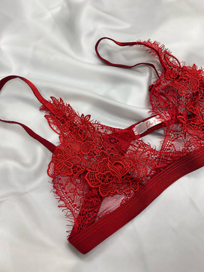 Red Ruby Lace Embroidered Bralette